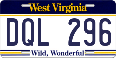 WV license plate DQL296