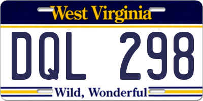 WV license plate DQL298
