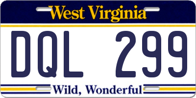WV license plate DQL299