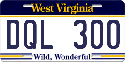 WV license plate DQL300
