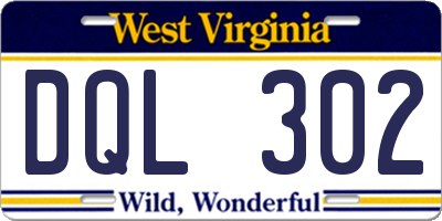 WV license plate DQL302