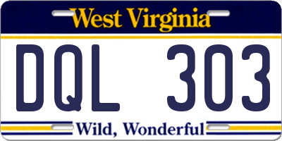 WV license plate DQL303