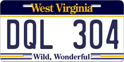 WV license plate DQL304