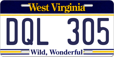 WV license plate DQL305