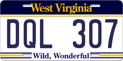WV license plate DQL307