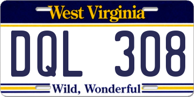 WV license plate DQL308