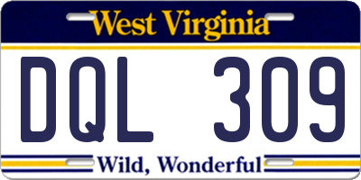WV license plate DQL309