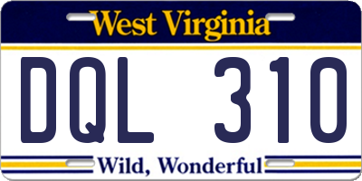 WV license plate DQL310