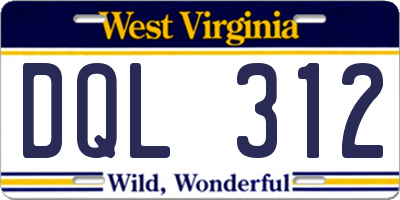 WV license plate DQL312