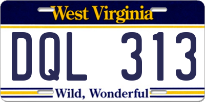 WV license plate DQL313