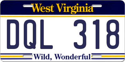 WV license plate DQL318