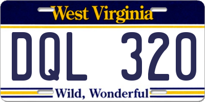 WV license plate DQL320