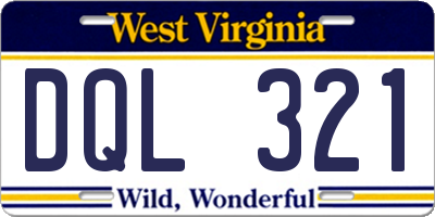 WV license plate DQL321