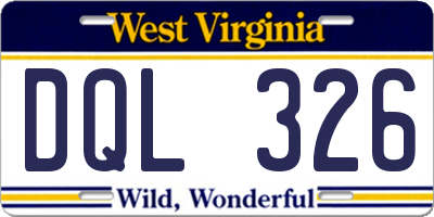 WV license plate DQL326