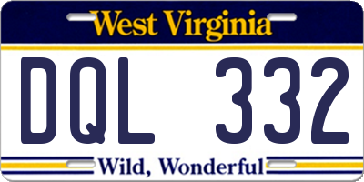 WV license plate DQL332