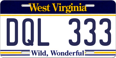 WV license plate DQL333