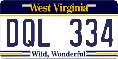 WV license plate DQL334