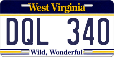 WV license plate DQL340