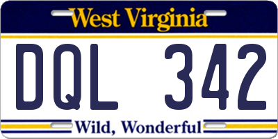 WV license plate DQL342
