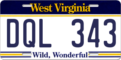 WV license plate DQL343