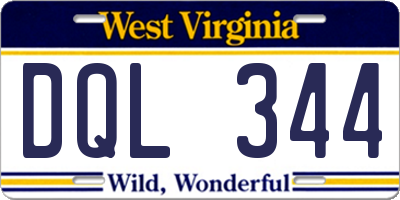 WV license plate DQL344