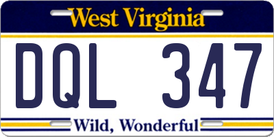 WV license plate DQL347
