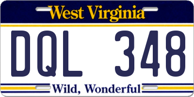 WV license plate DQL348