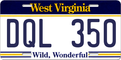 WV license plate DQL350