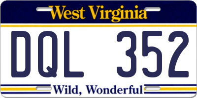 WV license plate DQL352