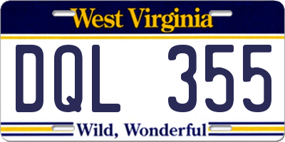WV license plate DQL355