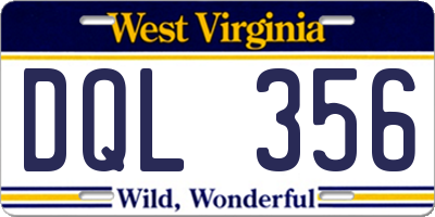 WV license plate DQL356