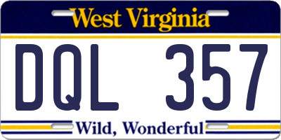 WV license plate DQL357