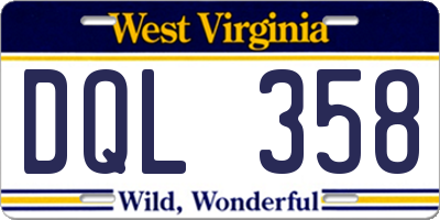WV license plate DQL358