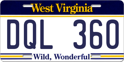 WV license plate DQL360