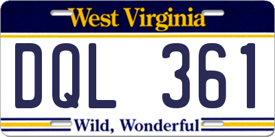 WV license plate DQL361