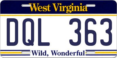WV license plate DQL363