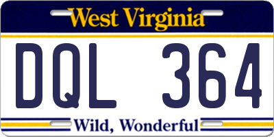 WV license plate DQL364