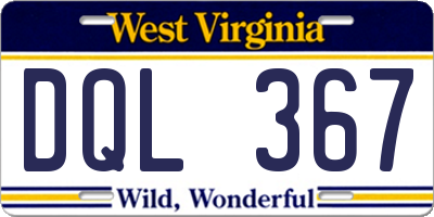 WV license plate DQL367