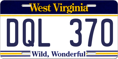 WV license plate DQL370