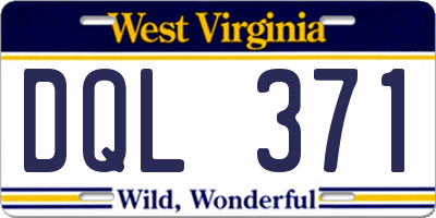WV license plate DQL371