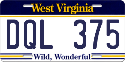 WV license plate DQL375
