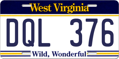 WV license plate DQL376