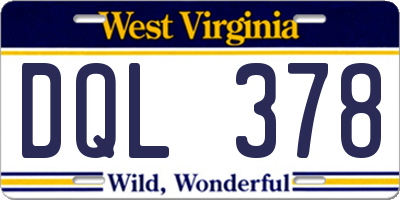 WV license plate DQL378