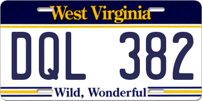 WV license plate DQL382