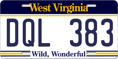 WV license plate DQL383