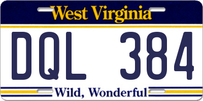WV license plate DQL384