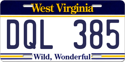 WV license plate DQL385