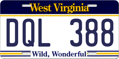 WV license plate DQL388