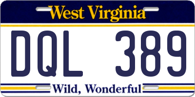 WV license plate DQL389