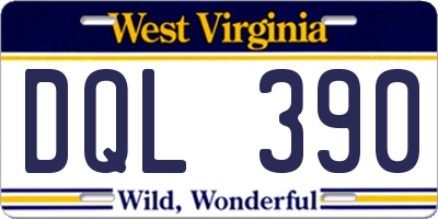 WV license plate DQL390
